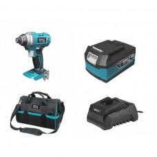 Dedra Set Masina de insurubat cu impact 110Nm hexagon interior 1/4 cu acumulator Li-Ion 18V 4.0Ah incarcator 60W si geanta de transport